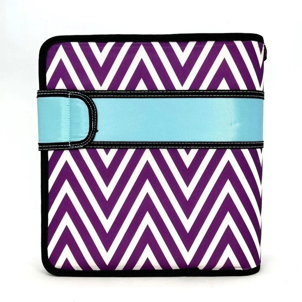 Case-It “The Open Tab” 2” Three Ring Binder Purple White Chevron w/Pink New NWT